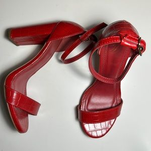 Red Chunky Heel